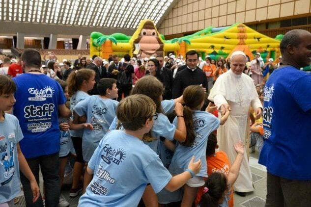 A little girl asked Pope Leo XIV if he went to Mass as a child, his face lit up