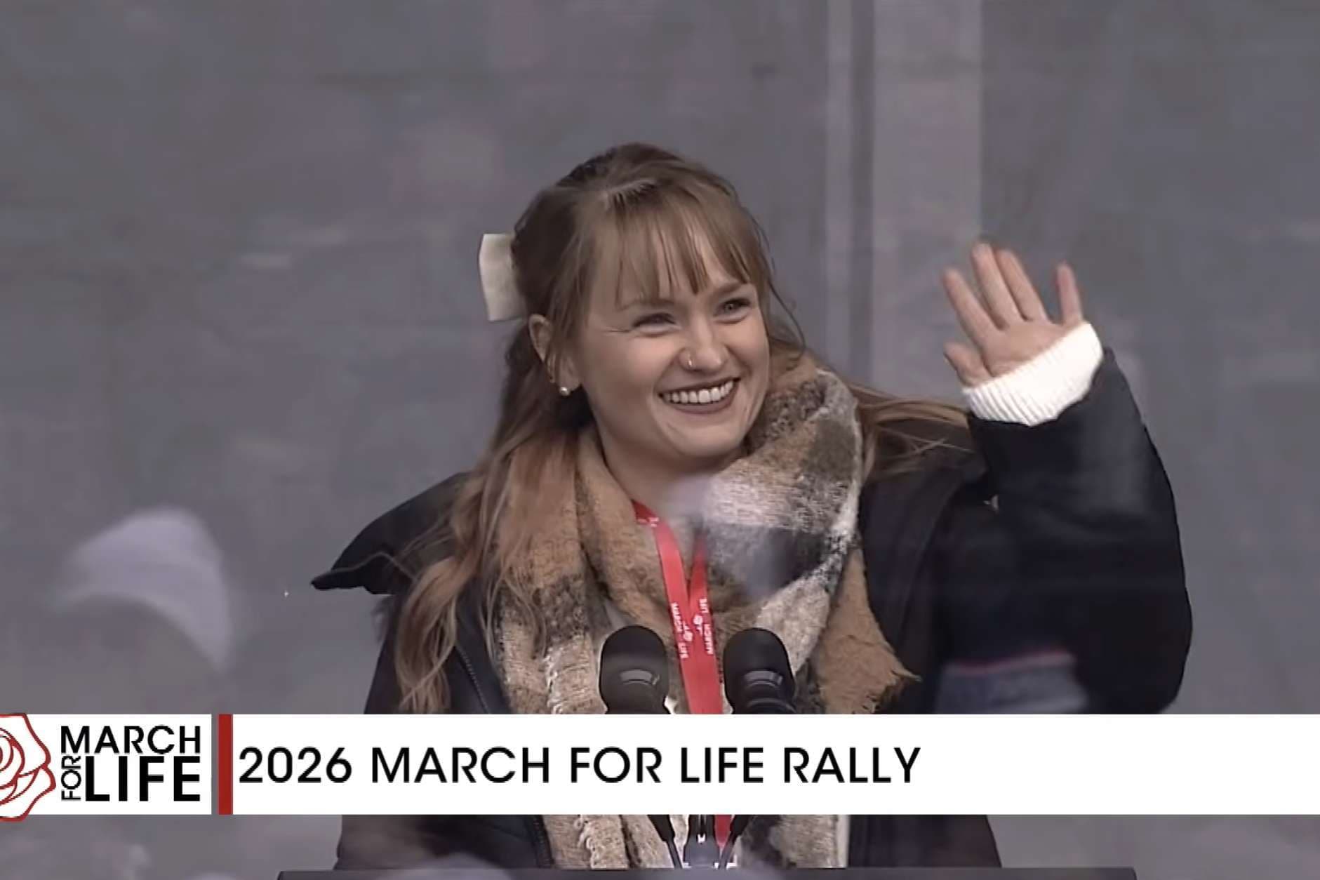 Sarah Hurm gives testimony at March for Life, encourages attendees to be “living proof” that life is a gift