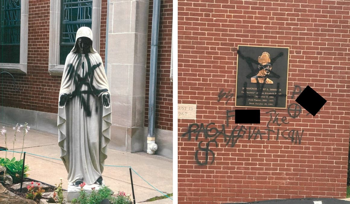 Pittsburgh diocese releases photos of ‘deeply disturbing’ church vandalism to assist FBI investigation