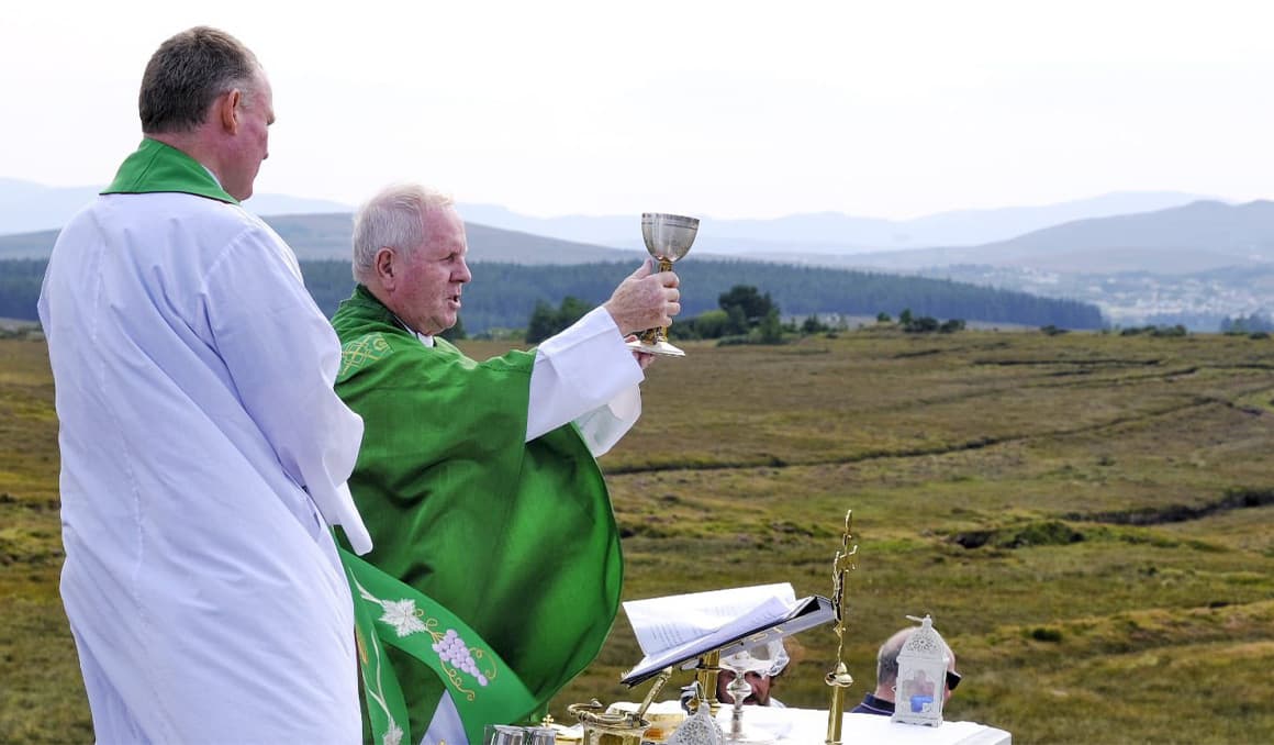 Catholics in Ireland hold open-air Mass at altar used during British persecution