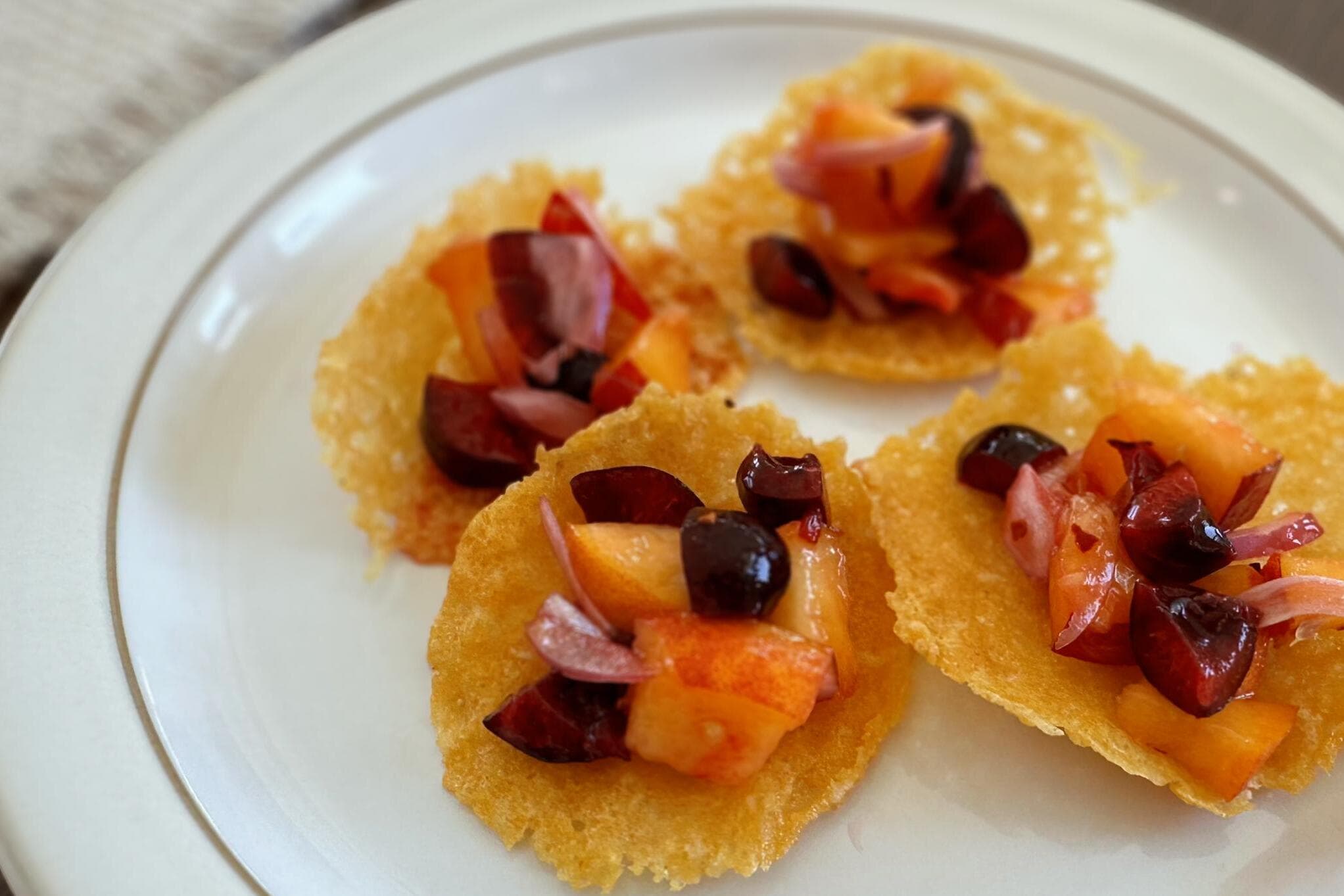 Elevate summer gatherings with parmesan frico and bruschetta