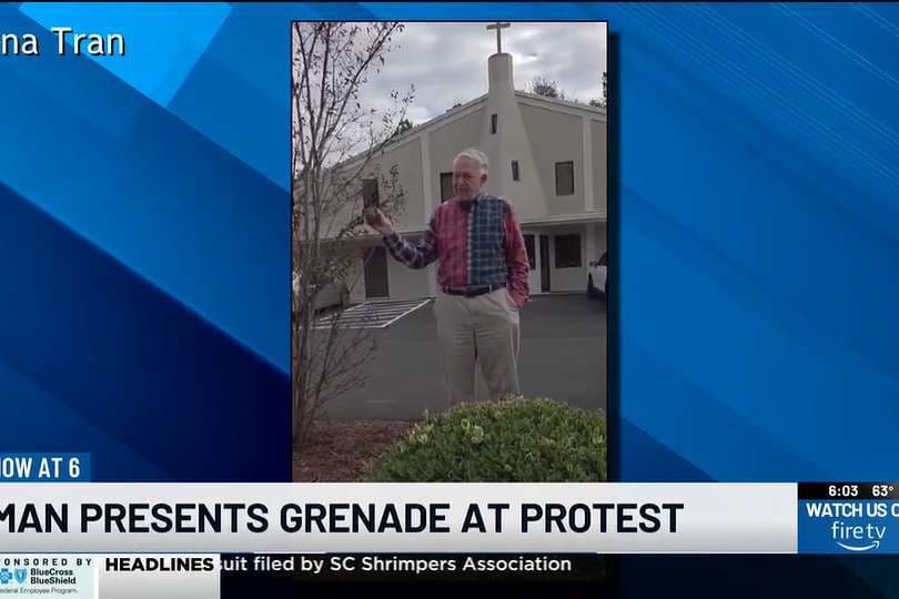 Pro-lifers protesting by Episcopalian church threatened by congregant with hoax grenade